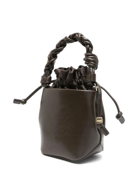 GANNI logo-embellished bucket bag - Brown
