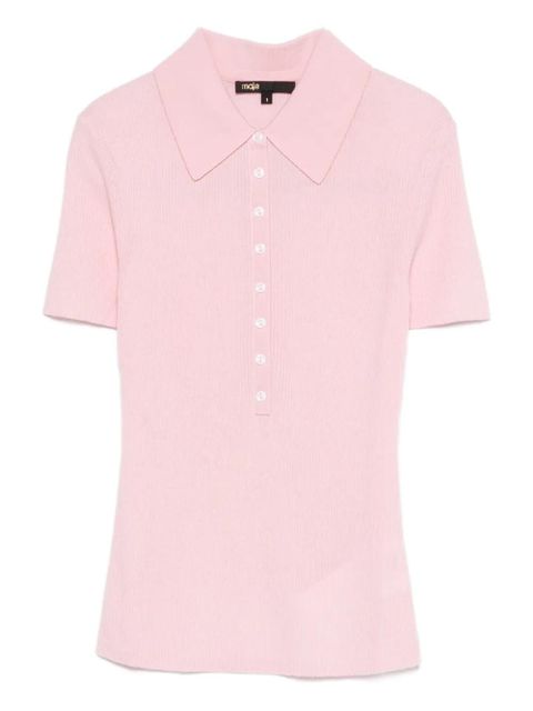 Maje buttoned ribbed polo shirt - Pink - zdjęcie produktu nr 1