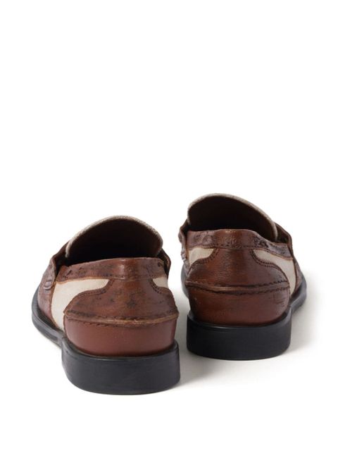 Miu Miu penny-appliqué panelled loafers - Brown - zdjęcie produktu nr 2