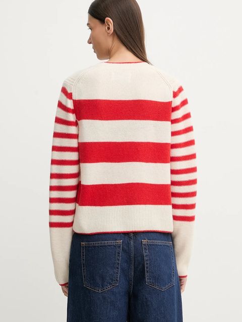 Marc O'Polo sweter wełniany damski kolor beżowy lekki 600605460243