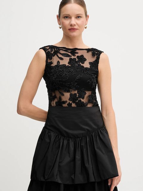 Pedro del Hierro sukienka kolor czarny midi rozkloszowana