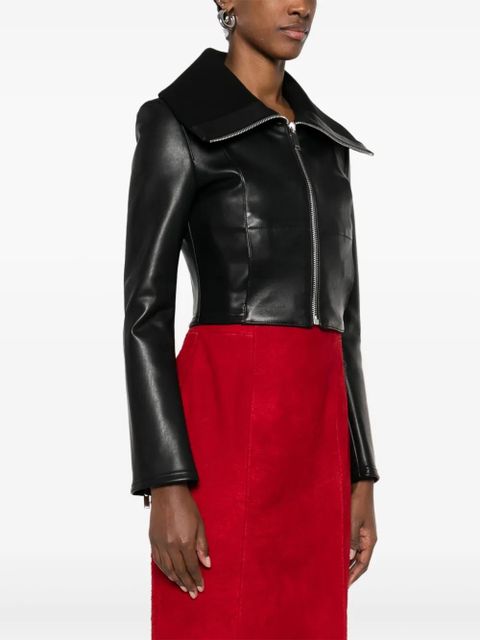 Alexander McQueen folded-collar leather jacket - Black - zdjęcie produktu nr 2