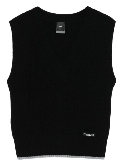 PINKO V-neck knitted vest - Black - zdjęcie produktu nr 1
