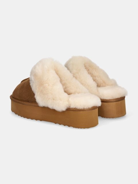 Answear Lab kapcie zamszowe kolor brązowy