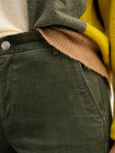 United Colors of Benetton spodnie sztruksowe kolor zielony fason cygaretki high waist 4MIQDF07W - zdjęcie produktu nr 2