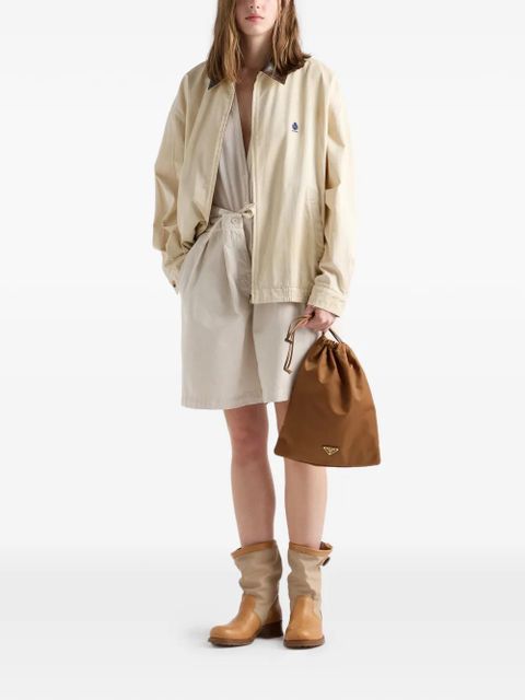 Prada embroidered garment-dyed old gabardine blouson jacket - Neutrals - zdjęcie produktu nr 2