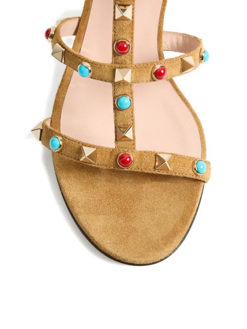 Valentino Garavani Rockstud cabochon-embellished leather sandals - Brown