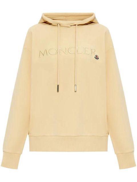 Moncler logo-embroidered cotton hoodie - Neutrals - zdjęcie produktu nr 1