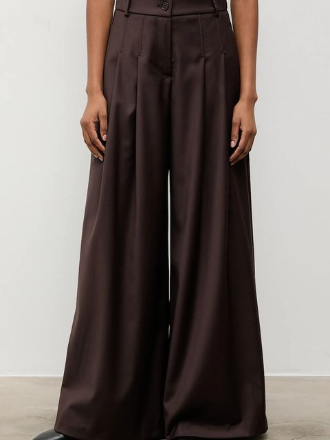 Answear.LAB spodnie damskie kolor brązowy szerokie high waist - zdjęcie produktu nr 1