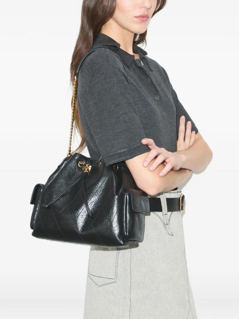 Tory Burch Charlie quilted drawstring shoulder bag - Black