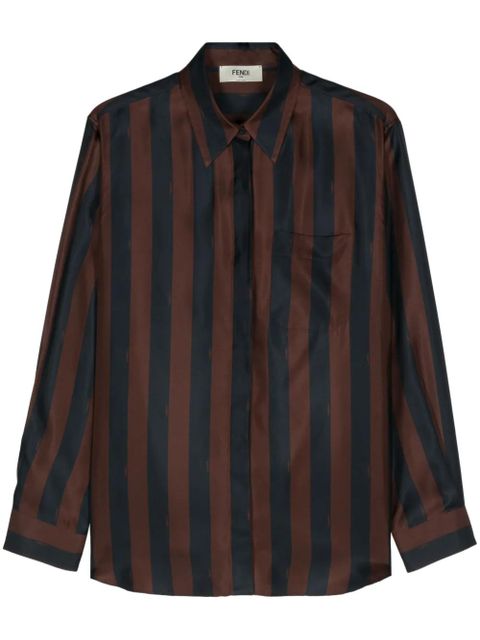 FENDI Pequin-stripe silk shirt - Blue - zdjęcie produktu nr 1