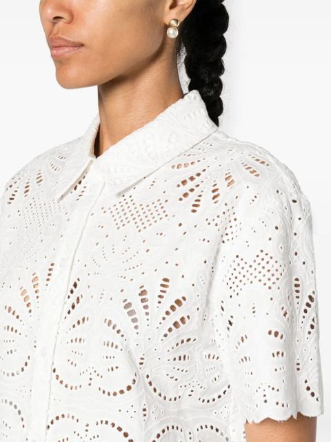Self-Portrait broderie-anglaise cotton shirt - White