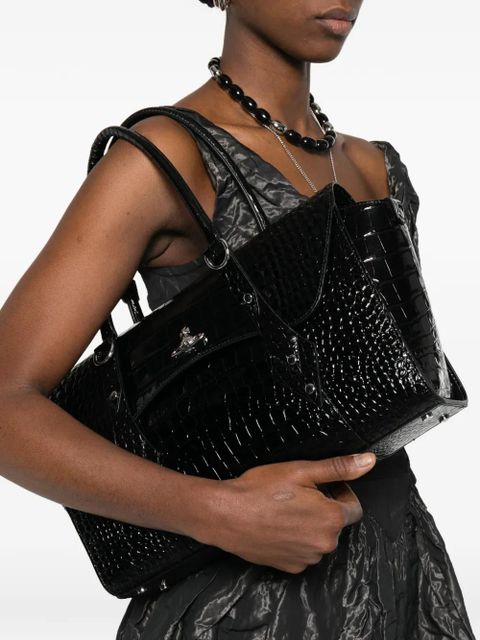 Vivienne Westwood croc-effect orb tote bag - Black - zdjęcie produktu nr 2