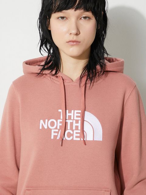 The North Face bluza bawełniana W Drew Peak Pullover Hoodie damska kolor pomarańczowy z kapturem NF0A55ECNXQ1