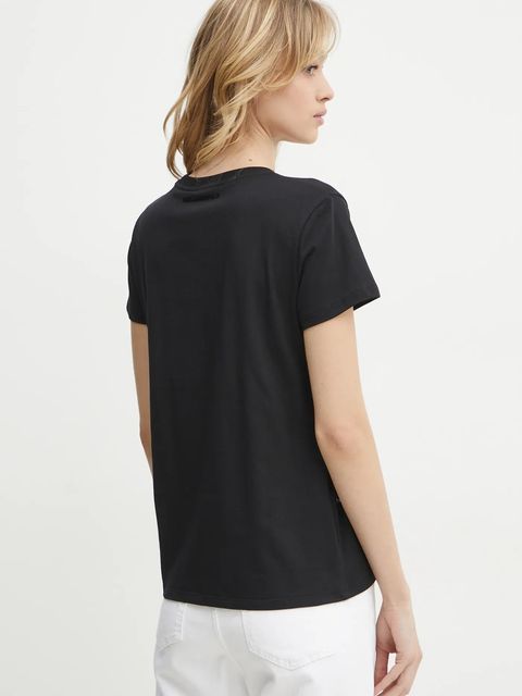 Karl Lagerfeld t-shirt bawełniany damski kolor czarny A1W17078