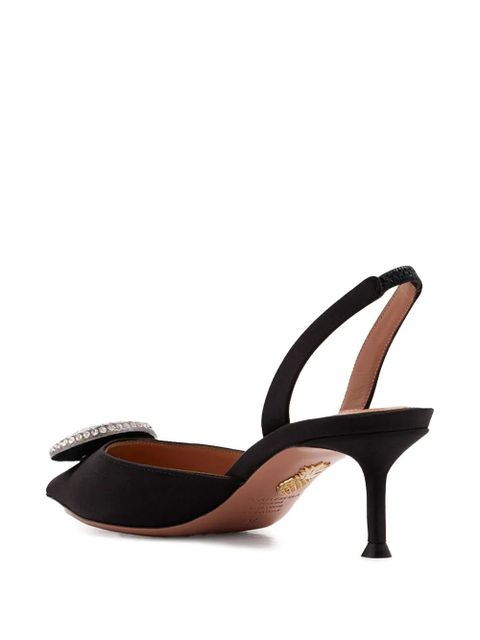 Aquazzura 50mm crystal-embellished sling pumps - Black