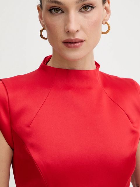 Bardot sukienka kolor czerwony mini rozkloszowana 59329DB2