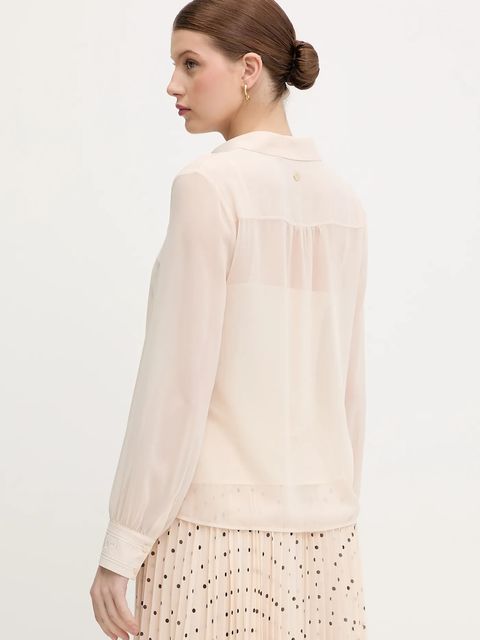 Joop! koszula damska kolor beżowy regular z kołnierzykiem klasycznym 30100111