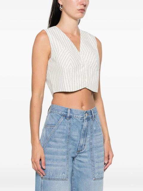 SANDRO striped rhinestone-embellished crop top - White - zdjęcie produktu nr 2