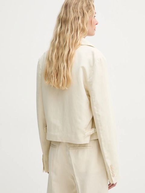 Filippa K kurtka z domieszką lnu kolor beżowy przejściowa 31196