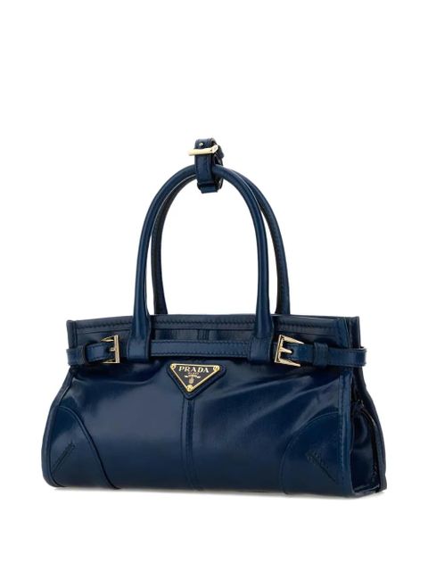 Prada mini Bonnie buckle leather tote bag - Blue