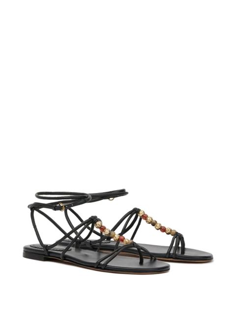 ISABEL MARANT Yctoria beaded-strap leather sandals - Black - zdjęcie produktu nr 2