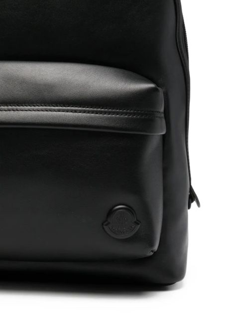 Moncler logo-patch leather backpack - Black