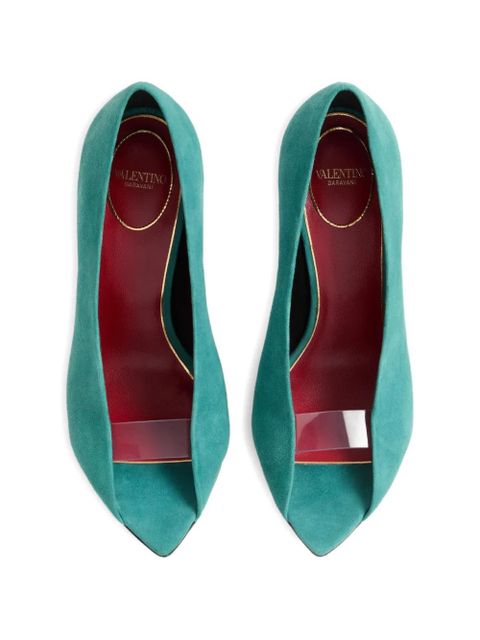 Valentino Garavani open-Toe révélé suede pumps 105mm - Blue