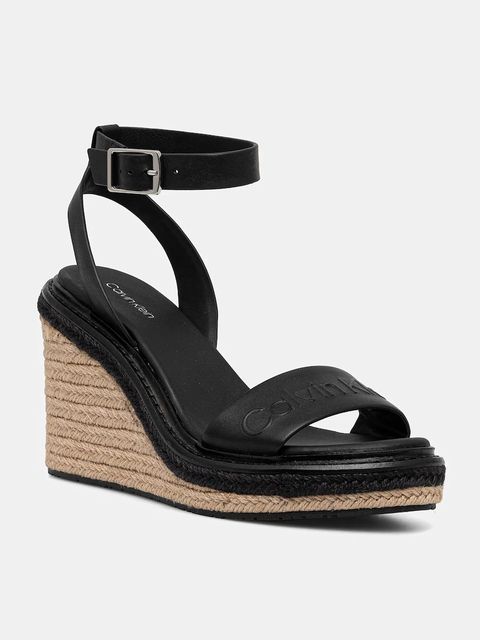 Calvin Klein sandały skórzane WEDGE SANDAL 70 - HE