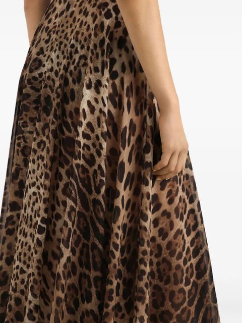 Dolce & Gabbana leopard-print midi skirt - Brown
