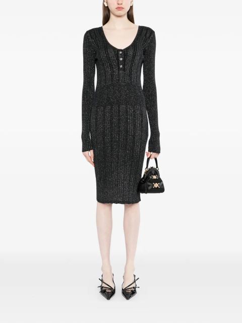 Versace button ribbed dress - Black
