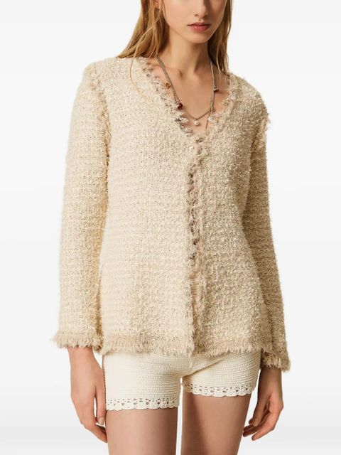 TWINSET frayed bouclé jacket - Neutrals - zdjęcie produktu nr 2