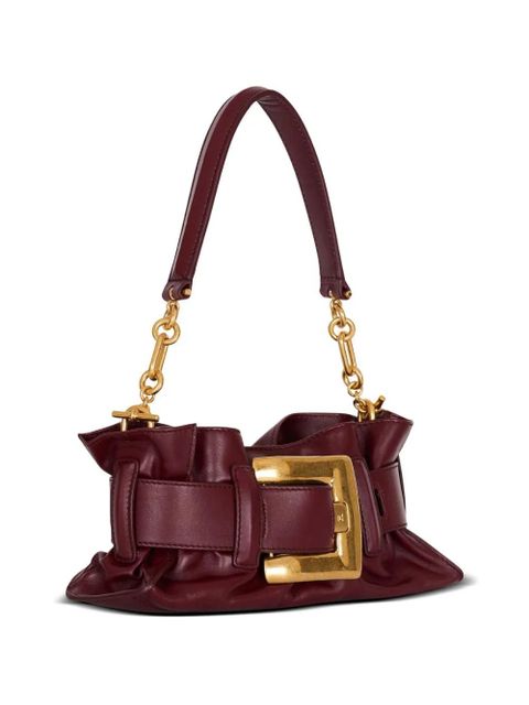 Balmain mini Anthem buckle-embellished calfskin-leather clutch bag - Red