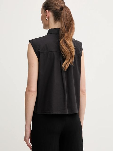 Dkny koszula bawełniana damska kolor czarny regular z kołnierzykiem klasycznym P5DM0B45