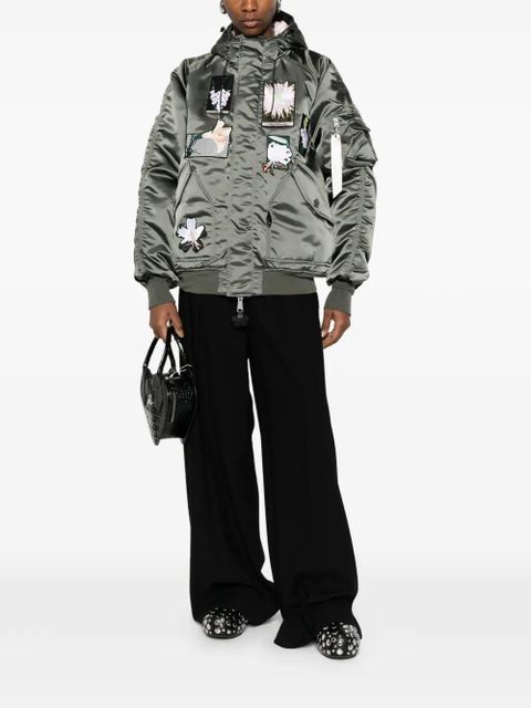 Cecilie Bahnsen Alpha flower-patch bomber jacket - Green - zdjęcie produktu nr 2