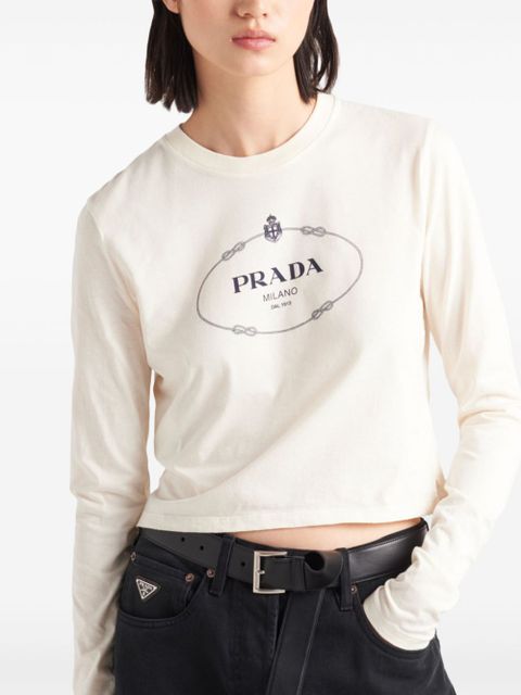 Prada printed jersey T-shirt - Neutrals