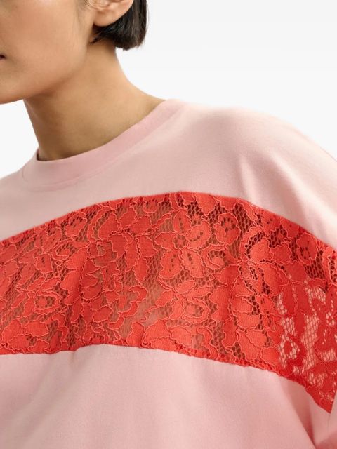 Essentiel Antwerp lace-detail T-shirt - Pink