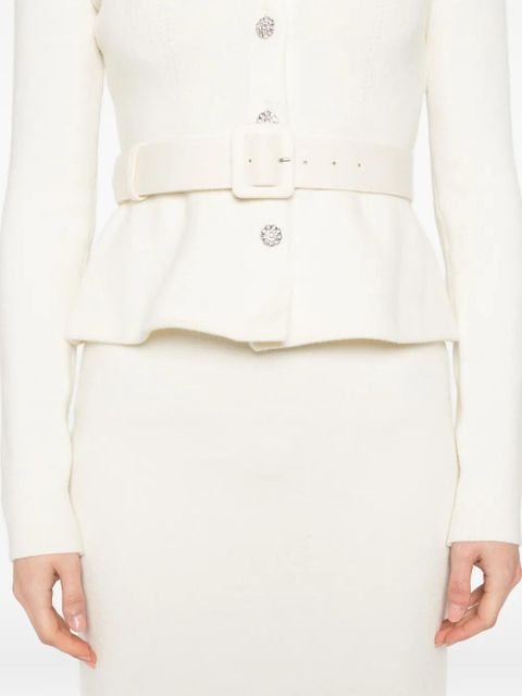 Self-Portrait embellished belted dress - White