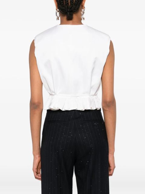 SANDRO ruffled V-neck top - Neutrals