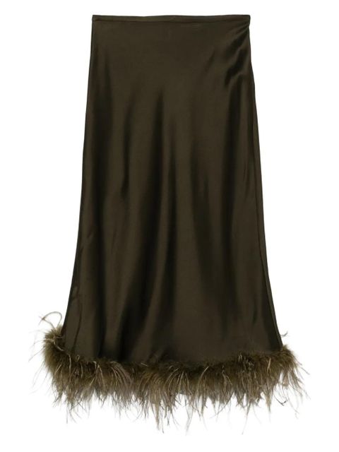 Blumarine feather-trimmed satin skirt - Green - zdjęcie produktu nr 1