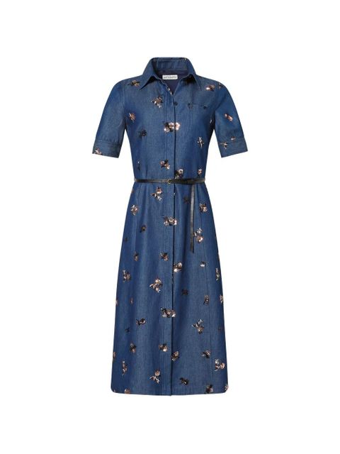 Altuzarra sequin-embellished floral-print midi shirt dress - Blue - zdjęcie produktu nr 1
