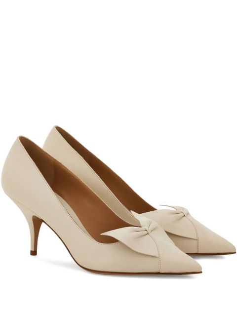 Ferragamo 70mm Bow leather pumps - White - zdjęcie produktu nr 1