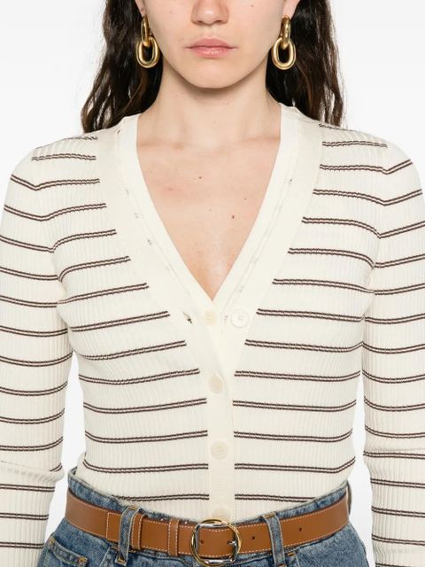 SANDRO striped V-neck cardigan - Neutrals