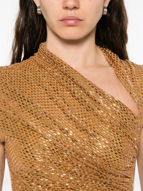 Self-Portrait rhinestoned-embellished midi dress - Gold