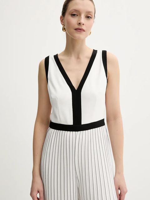 Morgan kombinezon PLISMA kolor biały z dekoltem w szpic PLISMA