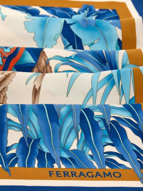 Ferragamo India-print silk scarf - Blue