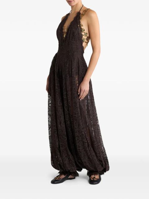 ETRO paisley lace jumpsuit - Brown