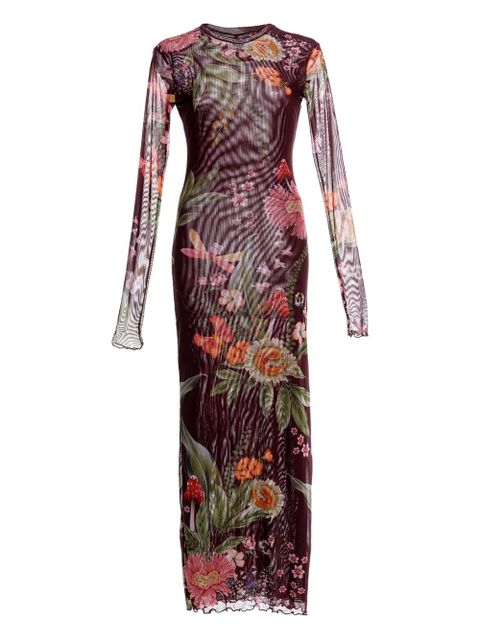Agua By Agua Bendita floral-print mesh maxi dress - Brown