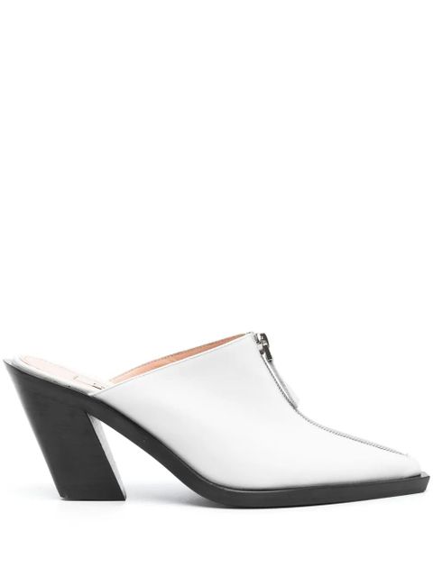 Elleme 85mm Eclair-zip leather mules - White - zdjęcie produktu nr 1