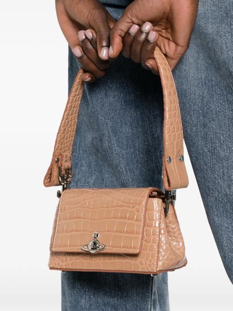 Vivienne Westwood small Hazel croco-effect tote bag - Pink
